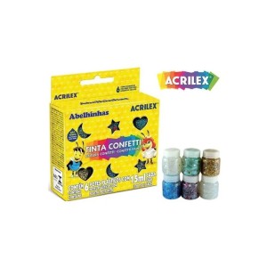 TINTA CONFETI 6 CORES 15ML - ACRILEX