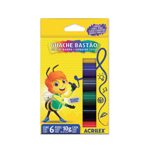 TINTA GUACHE BASTAO 6 CORES ACRILEX REF.0200700000