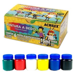 PINTURA A DEDO C/6  CORES 15ML ACRILEX -REF-113150000