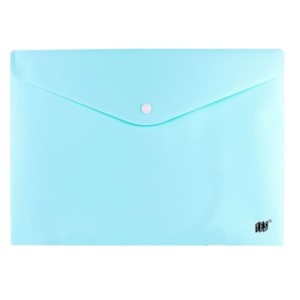 PASTA C/ BOTÃO HORIZONTAL - OFÍCIO TONS PASTEL AZUL