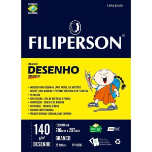 BLOCO DE DESENHO A4 140G 20FLS BCO FILIPERSON