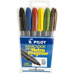 CANETA P/RETROPROJETOR 2.0 C/6 CORES PILOT