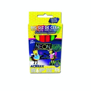 GIZ DE CERA BIG C/6 CORES NEON ACRILEX