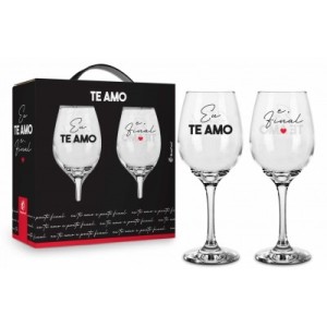 TAÇA VINHO C/ 2UN - TE AMO E PONTO