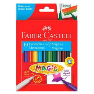 CANETA HIDROCOR MAGIC 10 CORES + 2 FABER -CASTELL