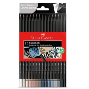 LAPIS DE COR 15 CORES NEUTRAS SUPERSOFT FABER CASTELL - REF 120715SOFTCN