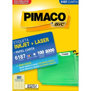 ETIQUETA INKJET + LASER 6187 PIMACO