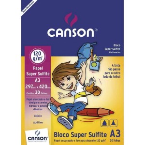BLOCO DESENHO SUPER SULFITE ESCOLAR 120 G/M² A-3 29,7 X 42,0 CM COM 30 FOLHAS CANSON