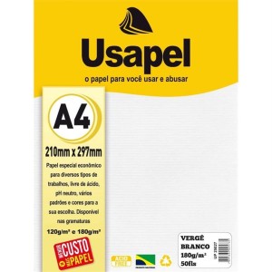 PAPEL VERGE 180G 50FLS BRANCO - REF 005833