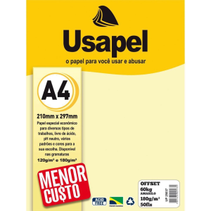 PAPEL SULFITE A4 OFFSET 180GR 50FLS AMARELO - UN
