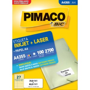 ETIQUETA INKJET + LASER A4355 PIMACO