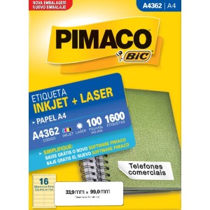 ETIQUETA INKJET + LASER A4362 PIMACO