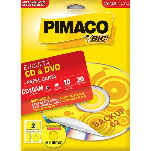 ETIQUETA INKJET + LASER FLUORESCENTE CD10AM 10FLS