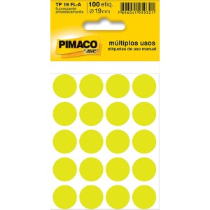 ETIQUETA PARA IDENTIFICAÇÃO TP-19 AMARELA FLUORESCENTE PIMACO